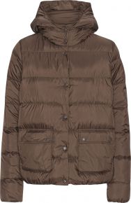 Ilse Jacobsen Ladies winter jacket down filling with hood recycled pile chocolate brown WALK05