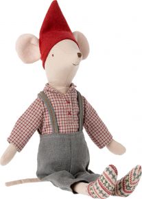 Maileg Mouse Christmas brother height 33 cm red, gray