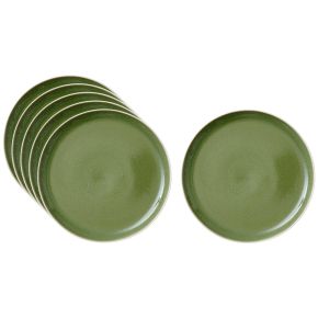Studio Round North plate Ø 21 cm matt white, glossy coloured moss 6 pcs