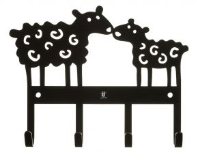 Bengt & Lotta Sheep hook rack with 4 hooks metal 15x19 cm black