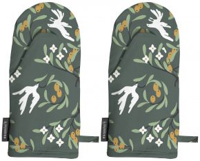 Finlayson Vapaus (freedom) oven glove 2 pcs 15x30 cm green, white, ocher