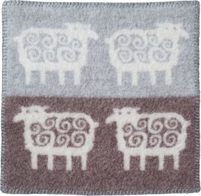 Klippan sheep striped woollen seat cover 43x43 cm gray, beige (eco-tex)