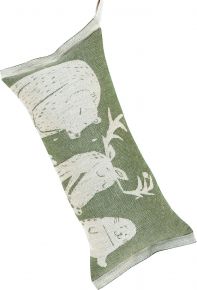 Lapuan Kankurit Eläinten (animals) sauna pillow / travel pillow 20x46 cm (oeko-tex) linen, green