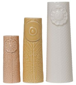 Dottir Nordic Design Pipanella Flocks summer love vase set of 3 white, yellow, pink