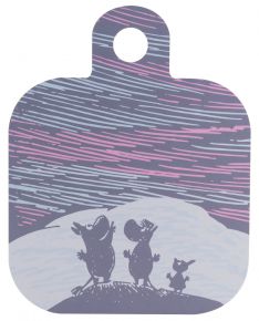 Muurla Moomins winter time - lights in the sky cutting board / serving board 25x32 cm with 2 motifs