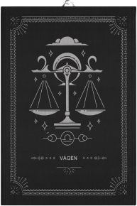 Ekeklund Zodiac Signs Libra tea towel (eco-tex) 48x70 cm black, grey