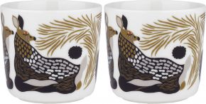 Marimekko Peura (deer) Oiva cup / mug without handle 0.2 l 2 pcs cream white, coal, mud, light grey,