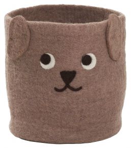 Klippan Puppy storage basket (felt) kids room height 23 cm, Ø 20 cm, brown