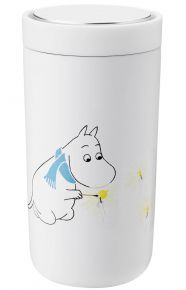 Stelton Moomin To Go Click mug double wall 0.2 l Christmas / Winter Moomin lights candles white, bla