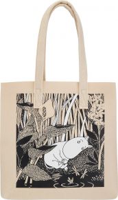 Muurla Moomins Originals pond tote bag recycled PET 15x40x40 cm beige, black, white