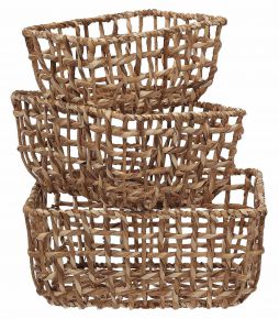 Villa Collection baskets set of 3 water hyacinth natural