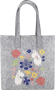 Muurla Moomin flowers tote bag recycled PET 15x40x40 cm gray, blue, red, yellow, pink, green, white