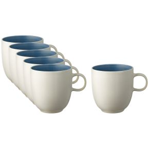 Studio Round North cup / mug 0.3 l with handle 0.33 l matt white, matt coloured river 6 pcs