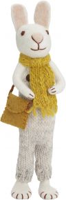 Gry & Sif Easter bunny with scarf & pants height 27 cm white, ochre, grey