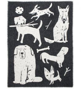 Lapuan Kankurit Koirapuisto (dog park) wool blanket (oeko-tex) 130x180 cm schwarz, weiß