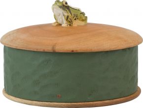Wildlife Garden Wooden Box frog height 8.5 cm Ø 13 cm hand carved