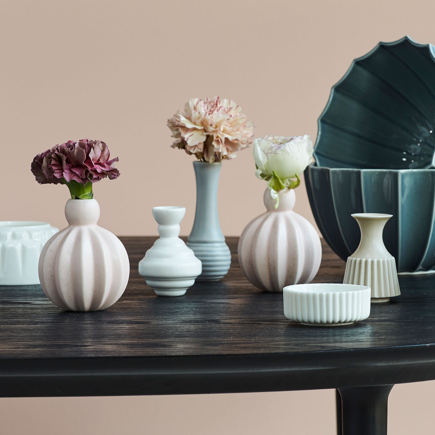 Dottir Nordic Design Vasen Set Samsurium Minibell Coral 3-teilig 