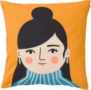 Spira of Sweden Kompiskudde Jasmine cushion cover (oeko-tex) 47x47 cm orange, blue