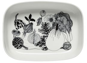 Marimekko Siirtolapuutarha Oiva serving dish / oven dish 20.5x28 cm white, black