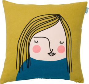 Spira of Sweden Kompiskudde Renate cushion cover (oeko-tex) 47x47 cm green yellow, blue, pink, black