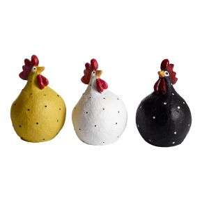 Nääsgränsgården Easter chickens yellow, white, black height 5.2 cm Set of 3