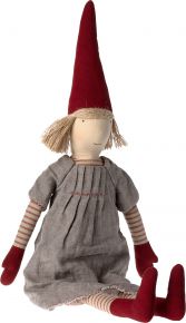 Maileg Elf girl height 85 cm red, grey, beige