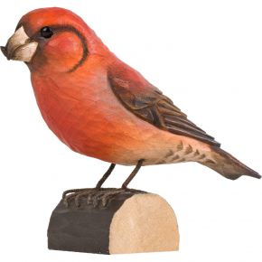 Wildlife Garden Decobird Red Crossbill Hand Carved