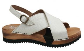 Sanita Ladies sandals wood with flex sole vegan white