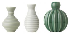 Dottir Nordic Design Samsurium Minibell miniature vase set of 3 light green, white, green