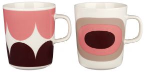 Marimekko Härkä (bull) & Melooni (melon) Oiva cup / mug 0.25 l 2 pcs cream, dark wine, powder, clay