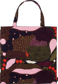 Marimekko Rusakko (brown hare) tote bag 43x44 cm dark blue, red, brown