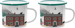 Citronelles Scandinavian Mountains Summer cup / mug enamel 0.3 l 2 pcs white, multicolored