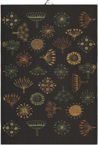 Ekeklund Autumn strawflower tea towel (eco-tex) 35x50 cm black, green, gold
