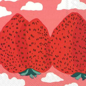 Marimekko Mansikkavuoret (strawberry mountains) paper napkins 33x33 cm 20 pcs