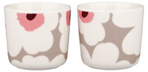 Marimekko Unikko Oiva mug without handle 0.2 l 2 pcs cream, clay, powder, dark wine