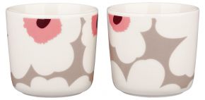 Marimekko Unikko Oiva cup / mug no handle 0.2 l 2 pcs cream, clay, powder, dark wine