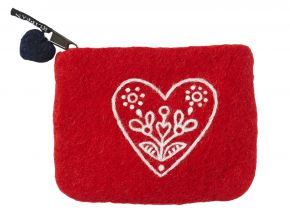 Klippan Heart & Flower felted wallet 10x14 cm handmade