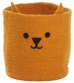 Klippan Lynx storage basket (felt) kids room height 23 cm, Ø 20 cm, orange