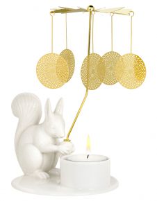Dottir Nordic Design Winter Stories rotation light squirrel with angels height 18 cm