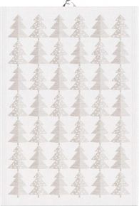 Ekeklund Christmas & Winter Spruce Trees tea towel (oeko-tex) beige