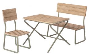 Maileg doll furniture garden - table, chair & bench set of 3