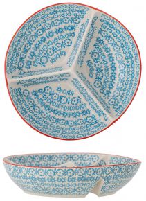 Bloomingville Tapas bowl with three cases Ø 25 cm blue cream white orange