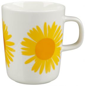 Marimekko Auringonkukka (sunflower) Oiva mug 0.25 l cream, sun yellow, orange