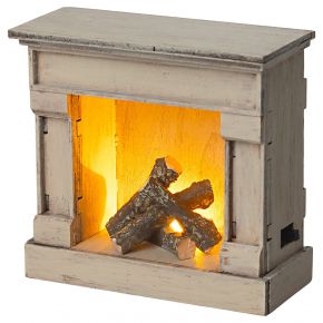 Maileg doll furniture wooden fireplace height 8.5 cm width 8.5 cm cream white