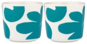 Marimekko Leikko (cut flower) Oiva mug without handle 0.2 l 2 pcs cream white, teal