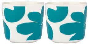 Marimekko Leikko (cut flower) Oiva cup / mug without handle 0.2 l 2 pcs cream white, teal