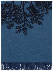 Marimekko Puu Kuutamossa (tree in the moonlight) cotton blanket 130x170 cm greyish blue, blue, black