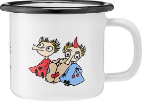 Muurla Moomins Retro Thingumy & Bob cup / mug enamel 0.15 l white, blue, red, beige, yellow