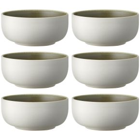 Studio Round North bowl Ø 11 cm matt white, matt coloured moss 6 pcs