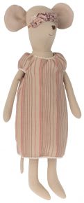 Maileg mouse with nightgown and sleep mask height 33 cm pink, multicolored